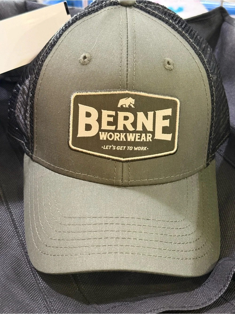 Berne Men’s Olive Trucker Hat with Patch Logo